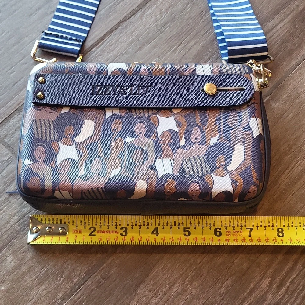 IZZY & LIV Powerful Women Crossbody Clutch Bag w/ Adjustable Strap Gold Accents - Picture 4 of 13